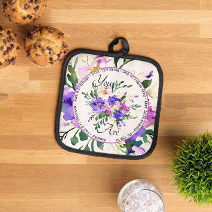You are beautiful scripture pink and purple floral pot holder