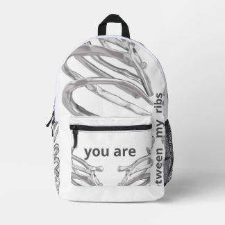 You Are Between My Ribs” – Minimalist Anatomical B Printed Backpack