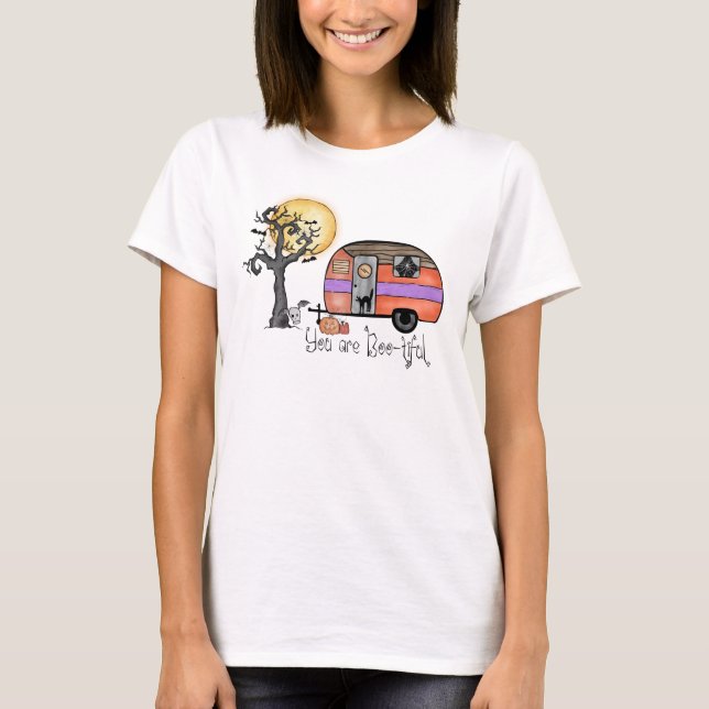 You Are Boo-tiful – Camper Van with Spooky Tree T-Shirt (Front)