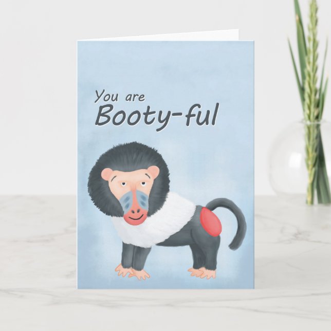 You are Booty-ful Baboon Love Holiday Card (Front)