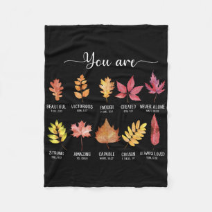 You Are Christian Thanksgiving Fall Leaves Bible V Fleece Blanket