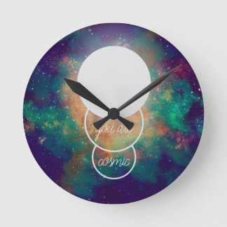 you are cosmic nebulla full moon round clock