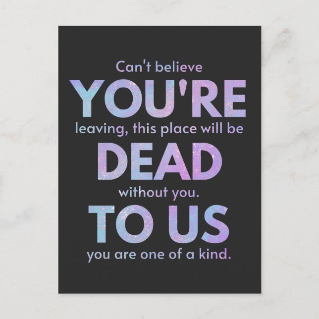 You Are Dead to Us! - R.I.P. Traitor!: Coworker Holiday Postcard (Front)