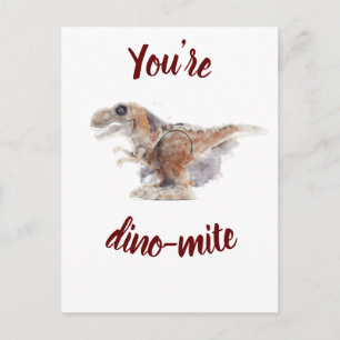 "You Are Dino-Mite! Cute Dinosaur Kids Valentine's Postcard