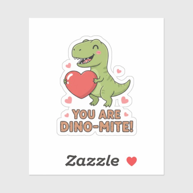 You Are Dino-mite Cute T-Rex Dinosaur Valentine  (Sheet)
