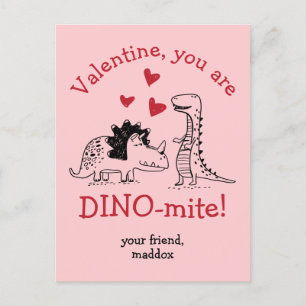 You are Dino-mite Dinosaur Valentine Postcard