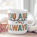 "You Are Enough. Always" Retro Grunge Letters Coffee Mug<br><div class="desc">Empower your mornings with the "You Are Enough. Always" Retro Grunge Letters Coffee Mug. Featuring a bold, distressed typography design, this mug is both stylish and inspiring. The retro grunge aesthetic adds a unique, edgy vibe, while the heartfelt message serves as a daily reminder of self-worth. Made from durable ceramic,...</div>