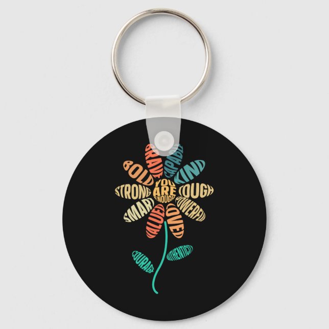 You Are Enough Be Kind Flower Kindness Mental Heal Keychain (Front)