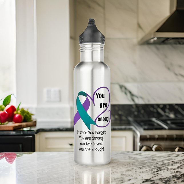 "You Are Enough" Healing Hope Minimalist Quote 710 Ml Water Bottle ("You Are Important" Suicide Awareness, Mental Health, Positive Affirmation Drink-ware, Self-Care)