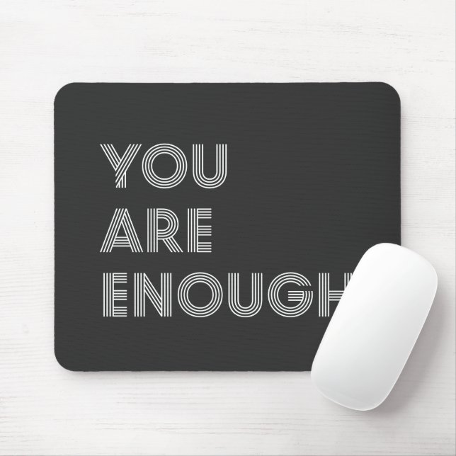 You Are Enough Inspirational Retro 70s Typography Mouse Pad (With Mouse)