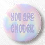 You are enough inspirational soft pastel rainbow 1 inch round button<br><div class="desc">Trendy pinback button featuring the text "you are enough" in light purple on a soft pastel rainbow pattern background.</div>