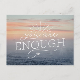 You are enough lettered quote postcard