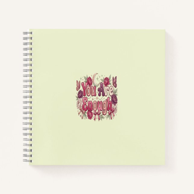 You Are Enough | Self Love Bubble Typography for W Notebook (Front)
