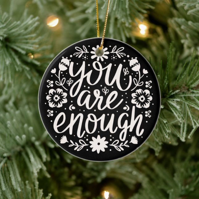 You are enough self love mental health support ceramic ornament (Tree)