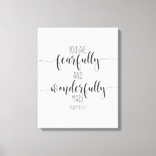You Are Fearfully And Wonderfully, Psalm 139:14 Canvas Print