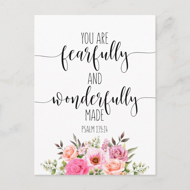 You Are Fearfully And Wonderfully, Psalm 139:14 Postcard (Front)