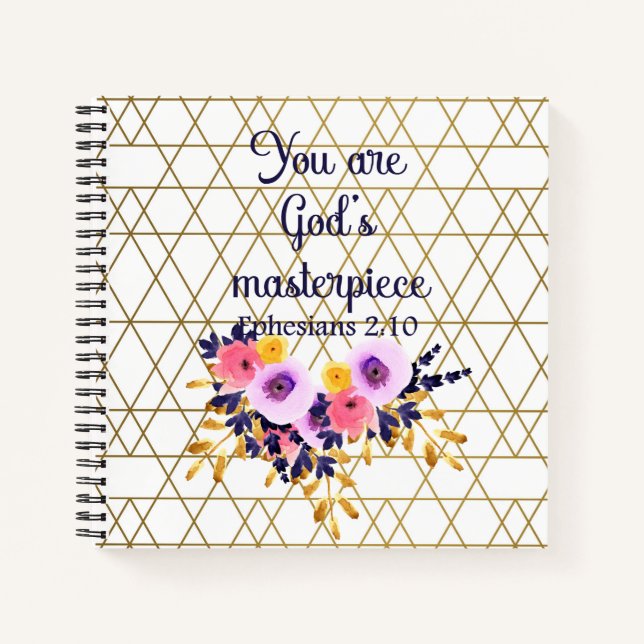 You Are God's Masterpiece Bible Verse Christian Notebook (Front)