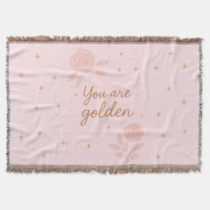 You Are Golden   Pink Aesthetic Floral Design Throw Blanket
