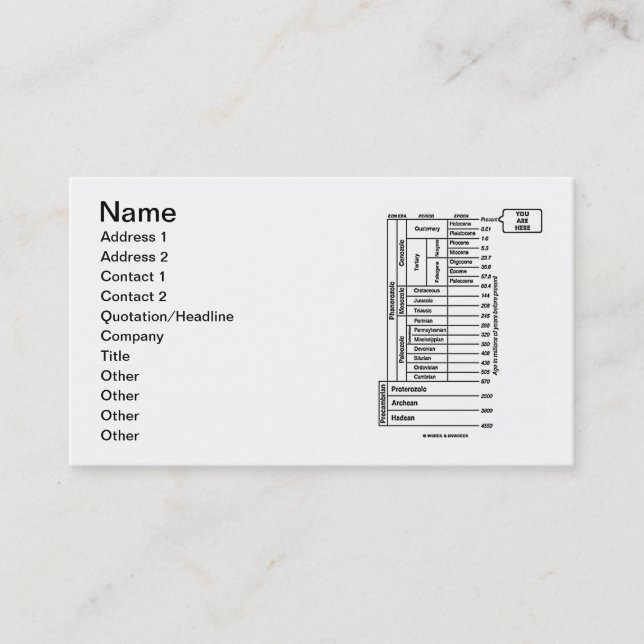 You Are Here (Geological Age Earth's History) Business Card (Front)