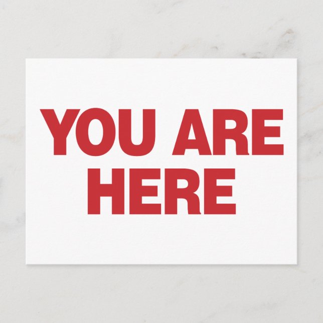 You Are Here - Red Postcard (Front)