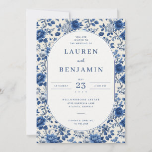You Are Invited Blue Floral Elegancy Invitation
