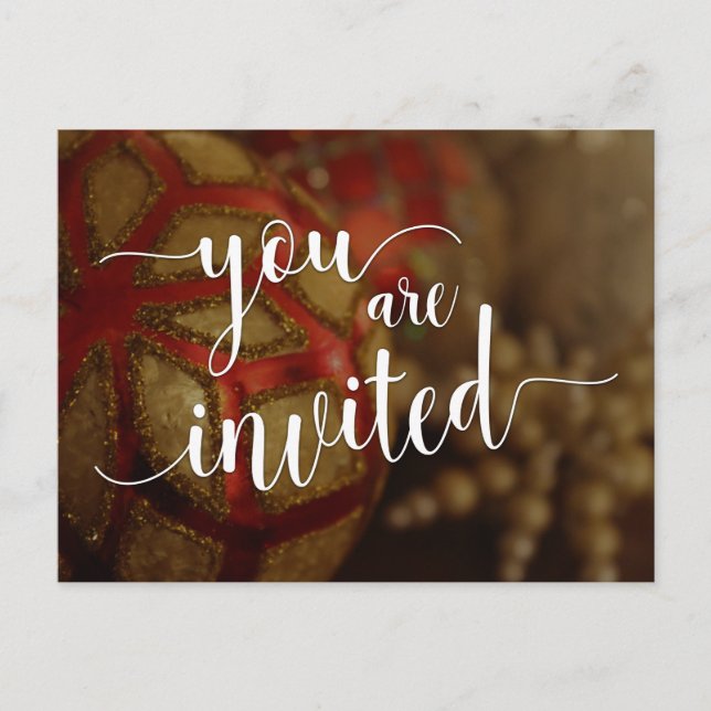 You Are Invited Christmas Party, Decorations Postcard (Front)