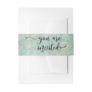 You are Invited Elegant Calligraphy Grunge Back Invitation Belly Band
