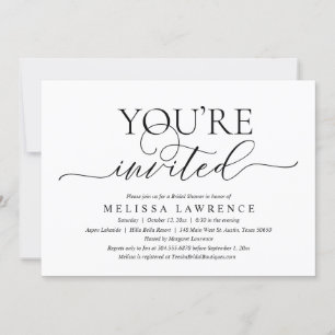 You Are Invited, Modern Bridal Shower Party Invita Invitation