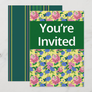 “You are invited” preppy chinoiserie floral Invitation
