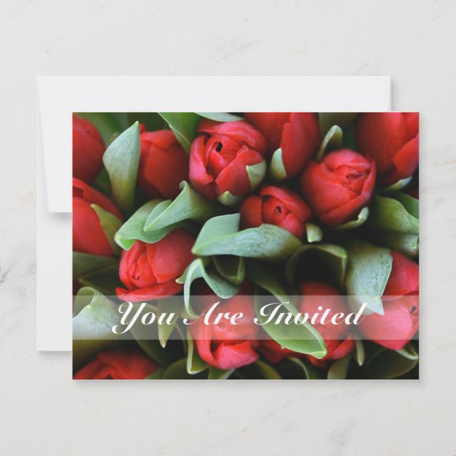 You Are Invited Red Tulips Bouquet Wedding Invite (Front)