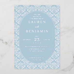 You Are Invited to Elegant Blue Damask