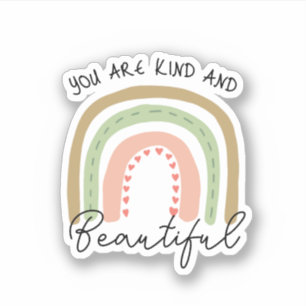 You are Kind & Beautiful Boho Rainbow Quote