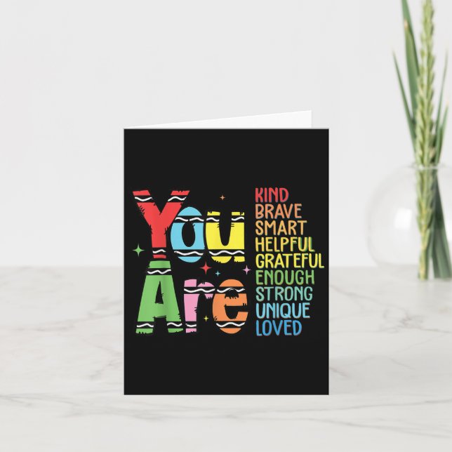 You Are Kind Smart Brave Motivational Back To Scho Card (Front)