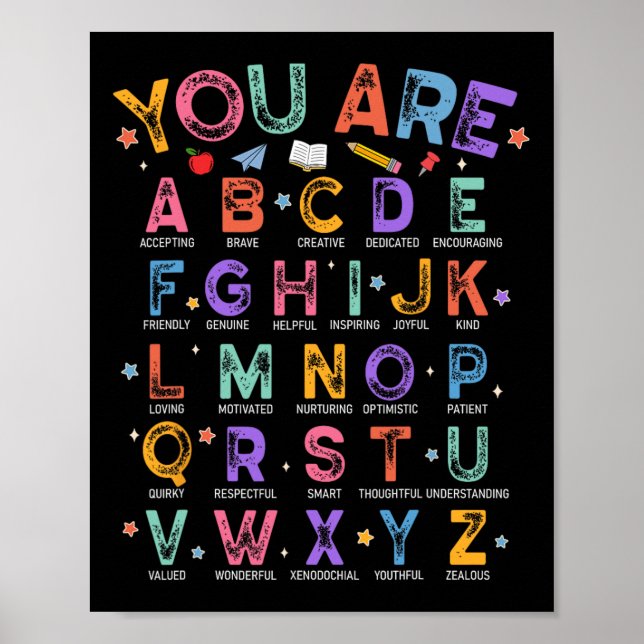 You Are Letters Alphabet Learn Abcs Boy Girl Readi Poster (Front)