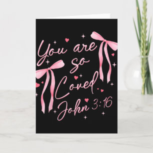 You Are Loved Boho Valentine Coquette Bow Jesus Ch Card