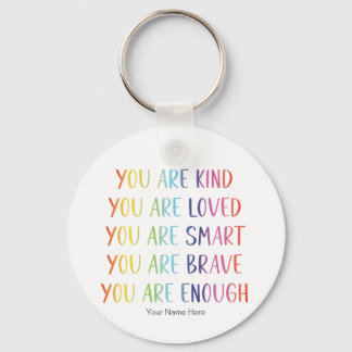 You Are Loved Fun Rainbow Positive Affirmations Keychain