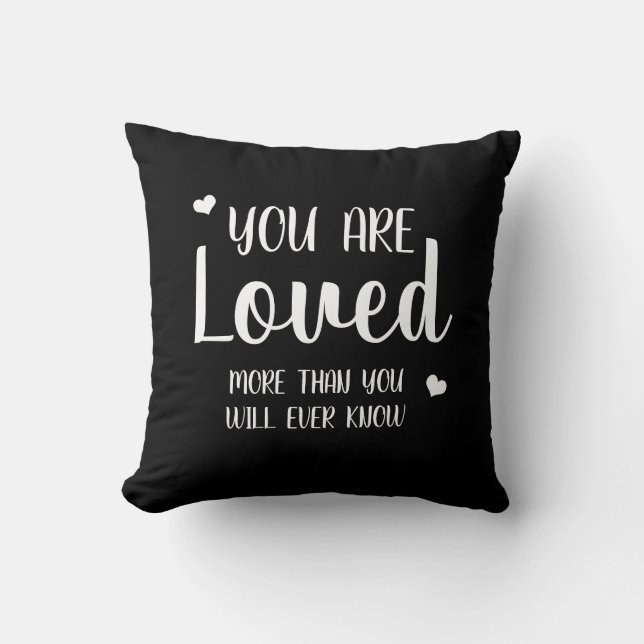 You Are Loved Hearts Black White Rustic Country Throw Pillow (Front)