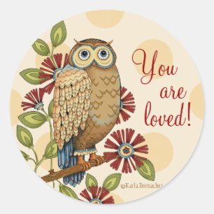 You Are Loved Owl Round Stickers