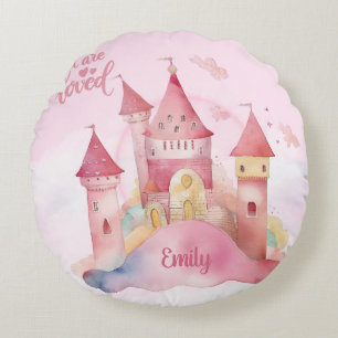 You are Loved Palace on the Pink Cloud Burp Cloth Round Pillow