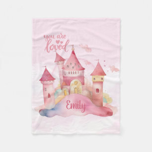 You are Loved Palace on the Pink Cloud Fleece Blanket