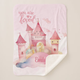 You are Loved Palace on the Pink Cloud Sherpa Blanket