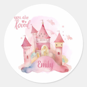 You are Loved Palace Pink Cloud customizable Classic Round Sticker