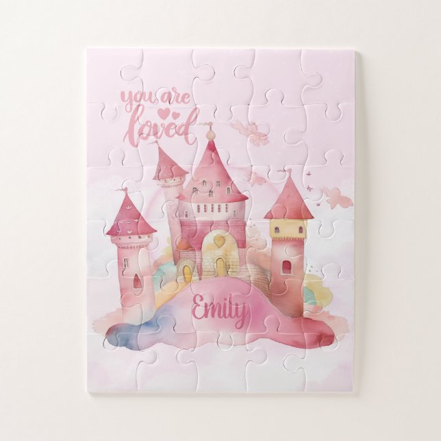 You are Loved Palace Pink Cloud customizable Jigsaw Puzzle (Vertical)