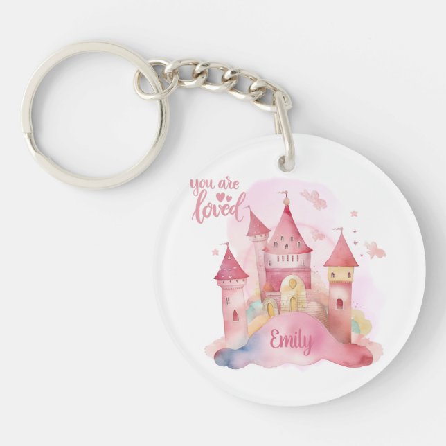 You are Loved Palace Pink Cloud customizable Keychain (Front)