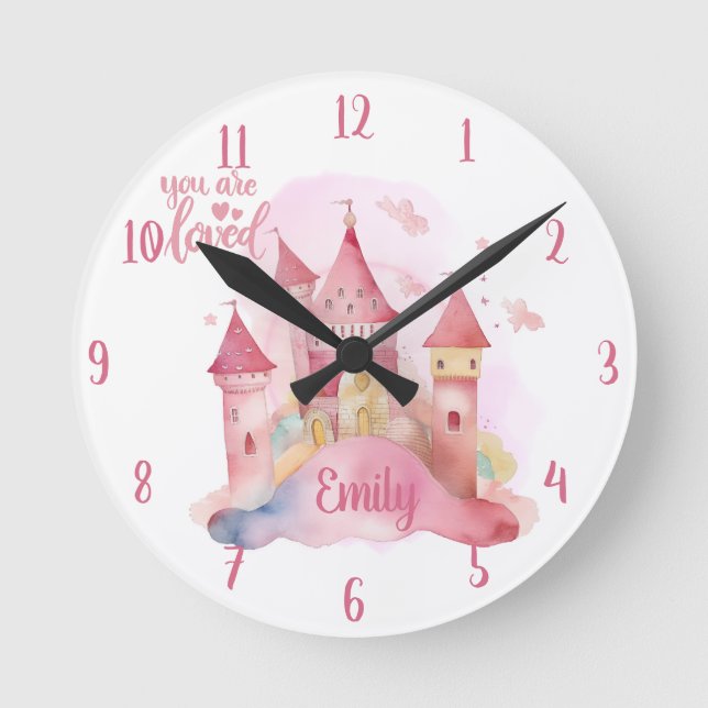You are Loved Palace Pink Cloud customizable Round Clock (Front)