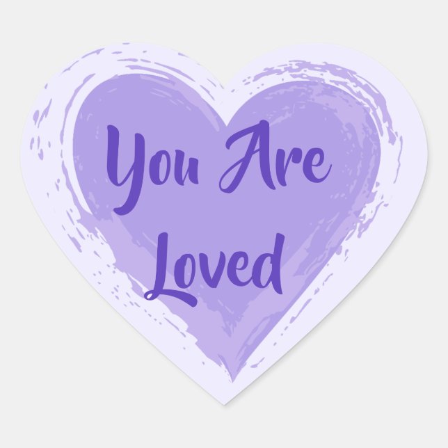 "You Are Loved" Purple Heart Heart Sticker (Front)