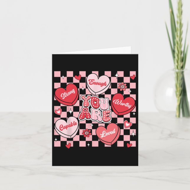 You Are Loved Worthy Enough Candy Heart Teacher Va Card (Front)