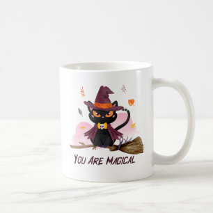 You Are Magical – Witch Cat Riding a Broom Coffee Mug