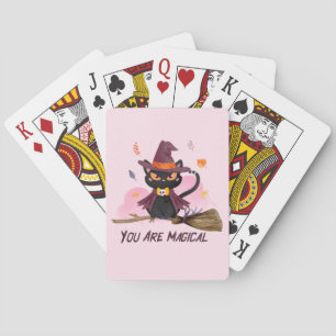 You Are Magical – Witch Cat Riding a Broom Playing Cards