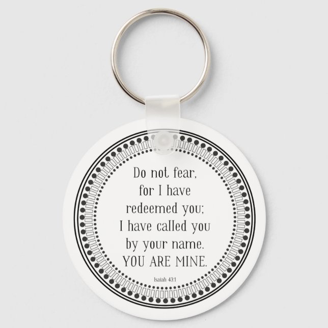 You are mine, black-and-white scripture keychain (Front)